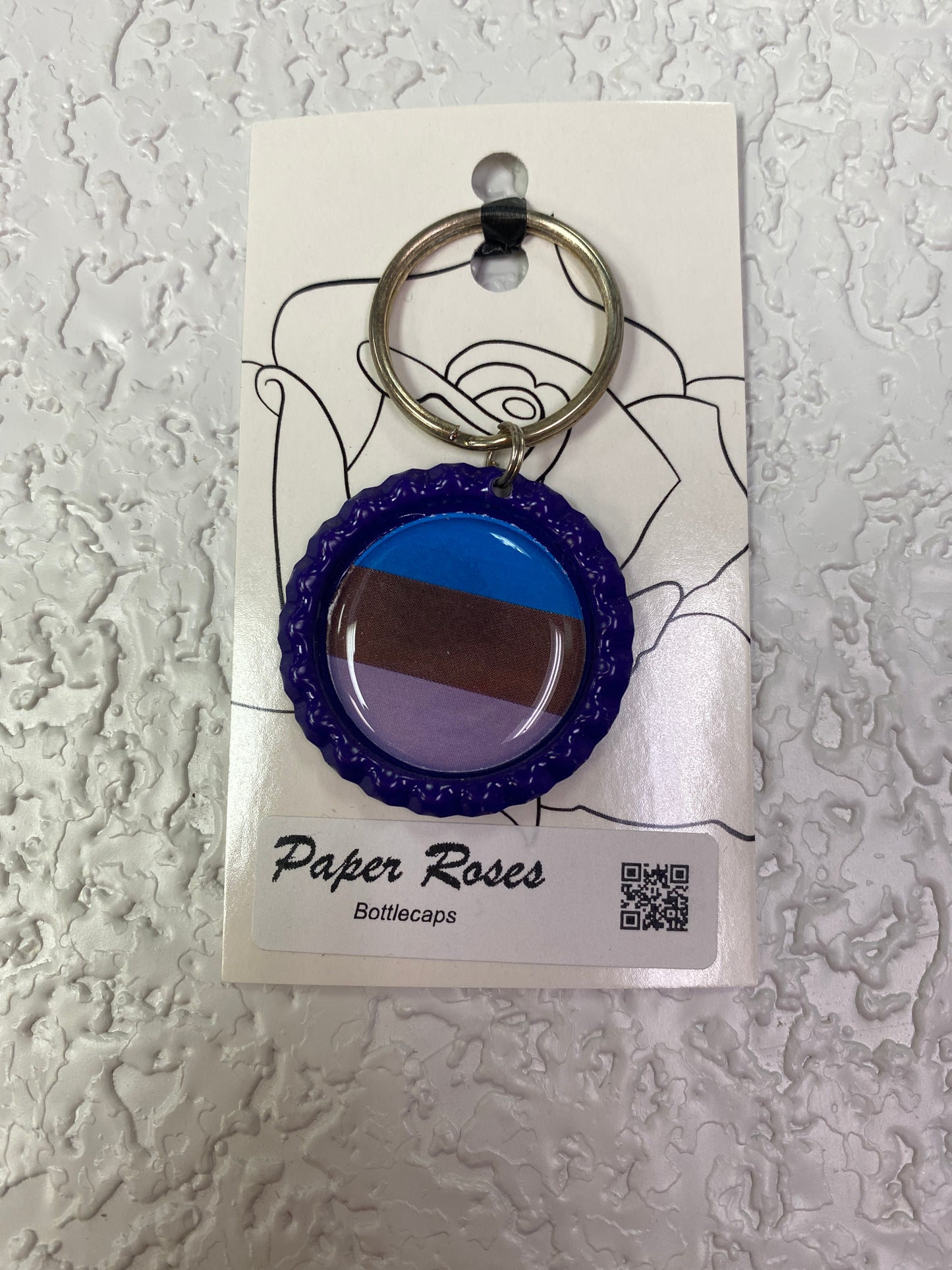 PURPLE PRIDE BOTTLE CAP KEYCHAIN
