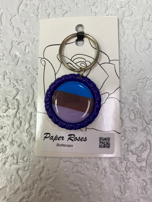 PURPLE PRIDE BOTTLE CAP KEYCHAIN