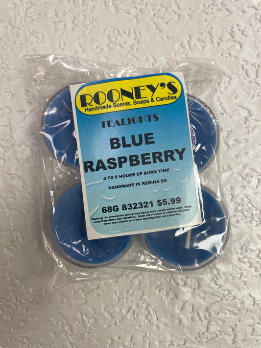 BLUE RASPBERRY TEALIGHT CANDLES 4 PK