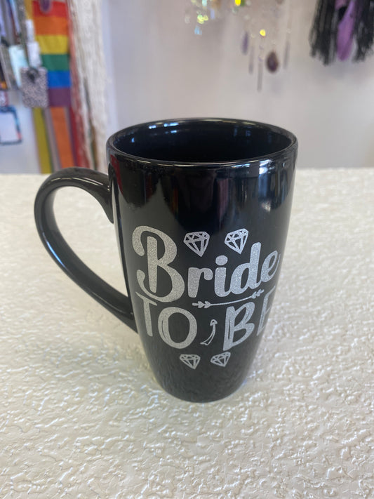 BLACK COFFEE MUG BRIDE TO BE