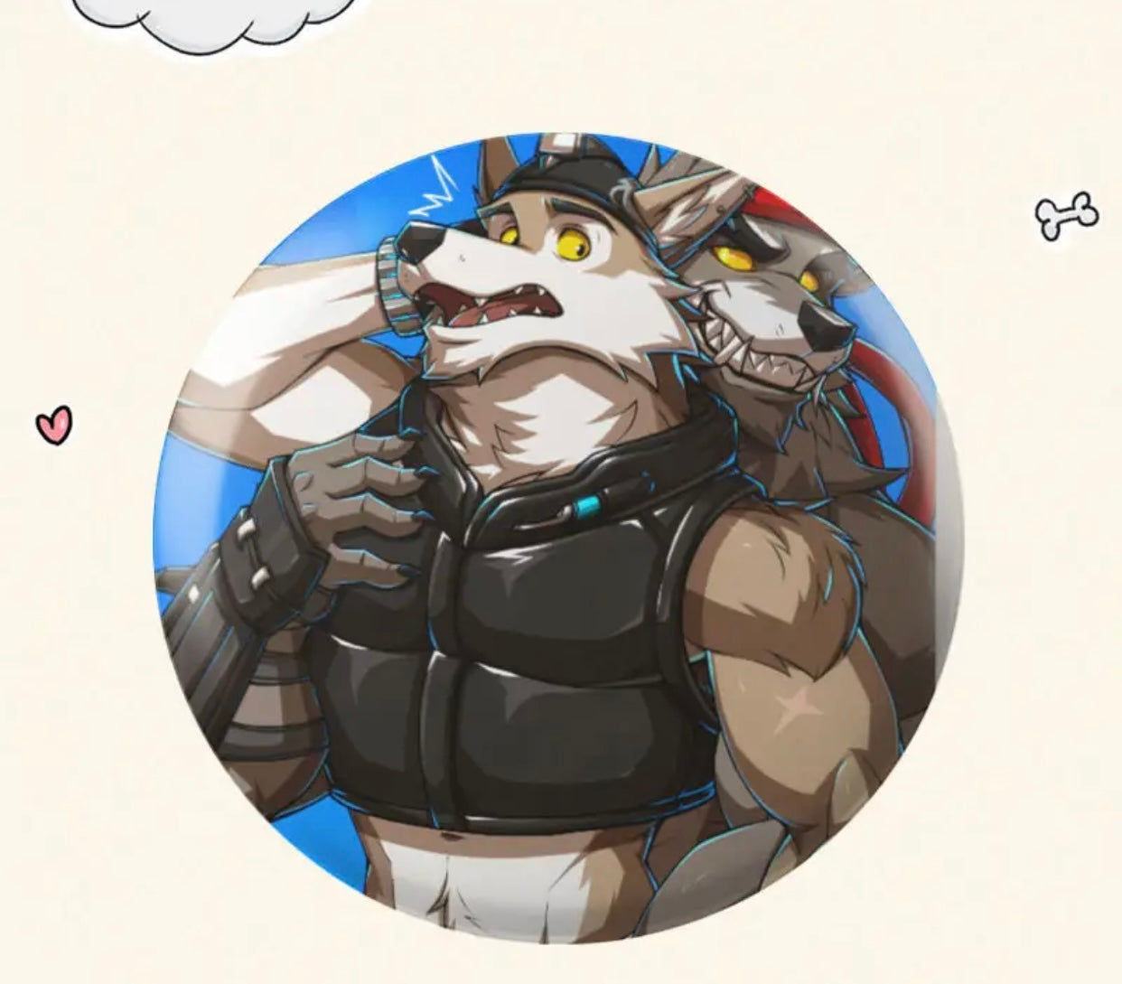 WOLF ON WOLF BUTTON