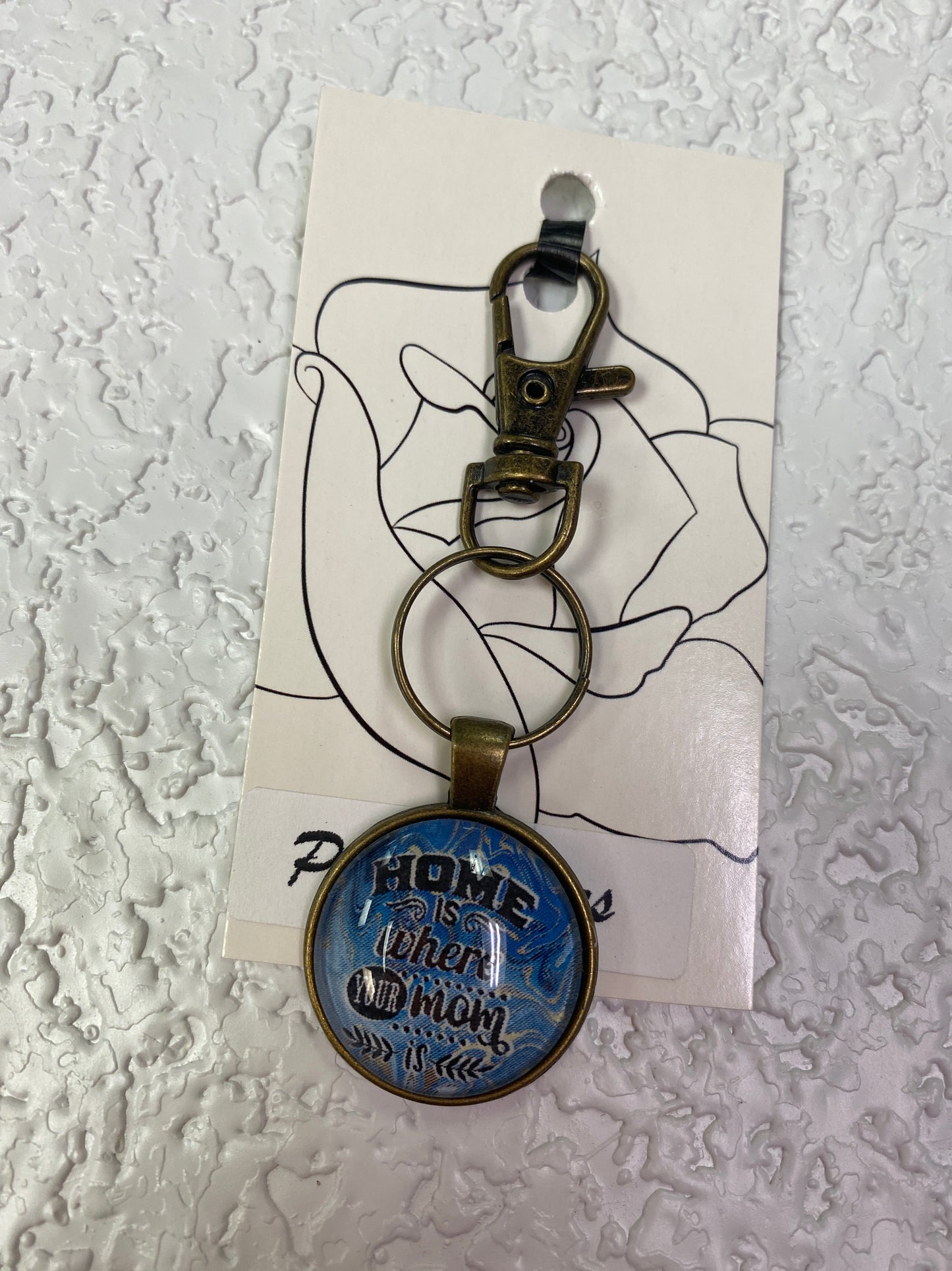 HOME IS WERE MOM IS BRONZE KEYCHAIN