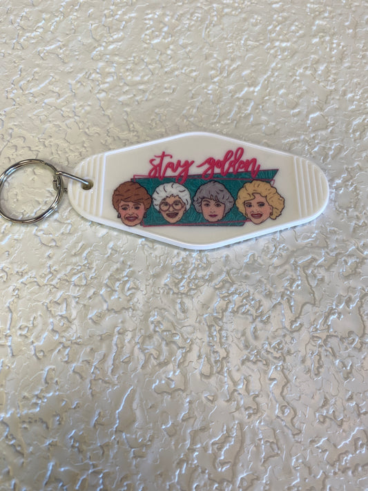 GOLDEN GIRLS STAY GOLDEN MOTEL KEYCHAIN