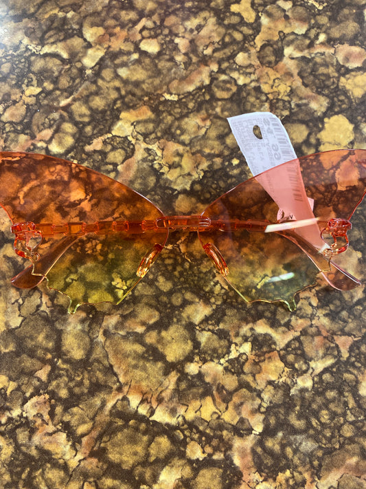 BUTTERFLY FASHION SUNGLASSES ORANGE YELLOW