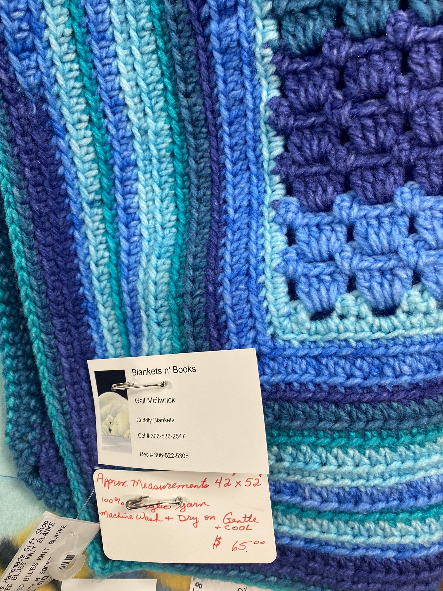 ASSORTED BLUES KNIT BLANKET