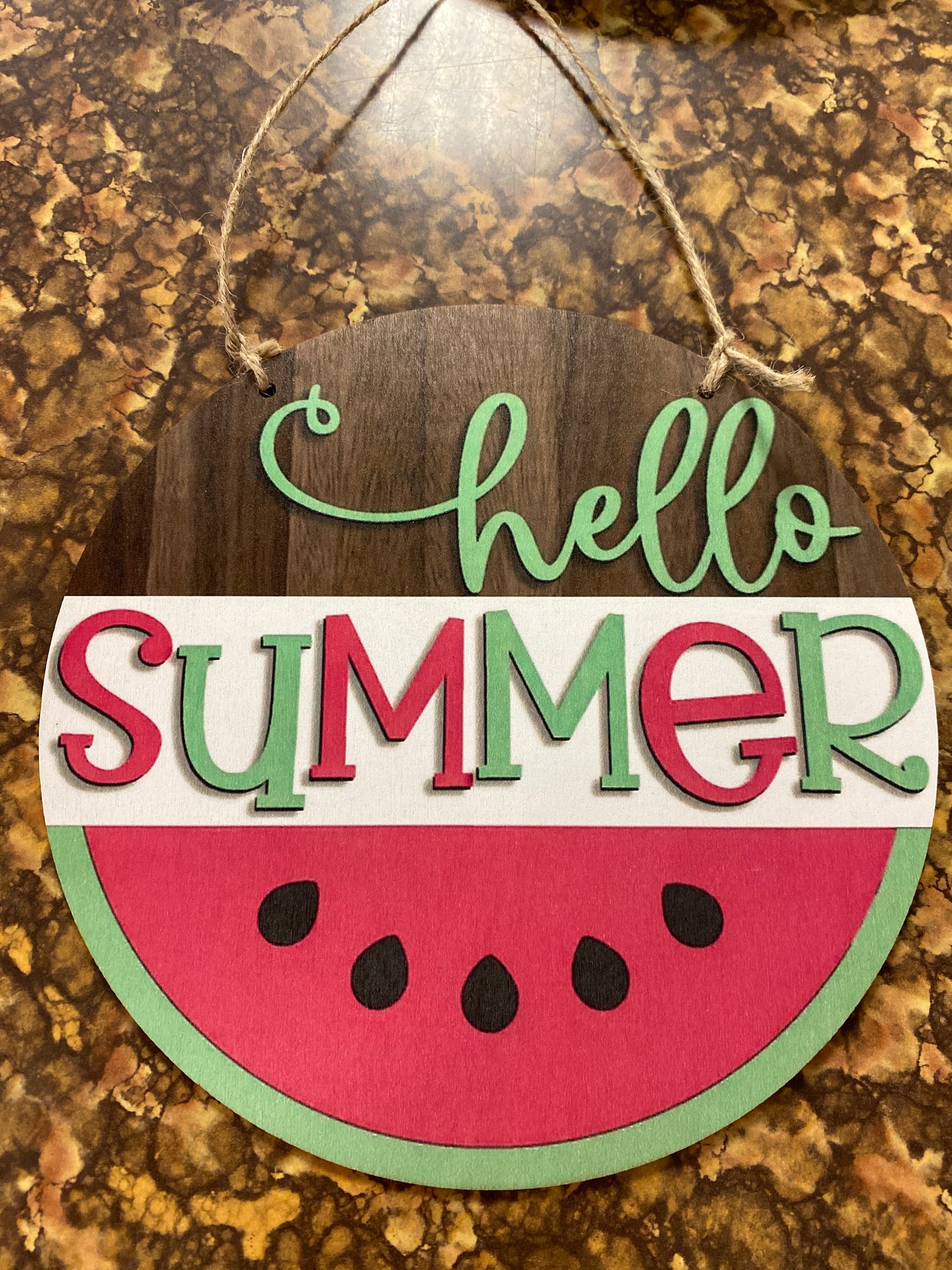HELLO SUMMER WATERMELON WOOD SIGN