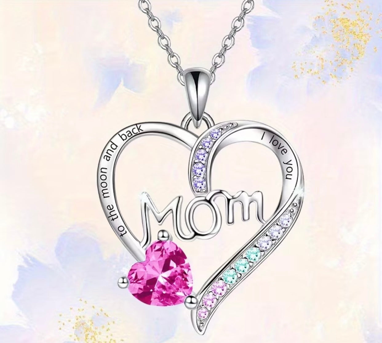 MOM HEART NECKLACE PINK HEART