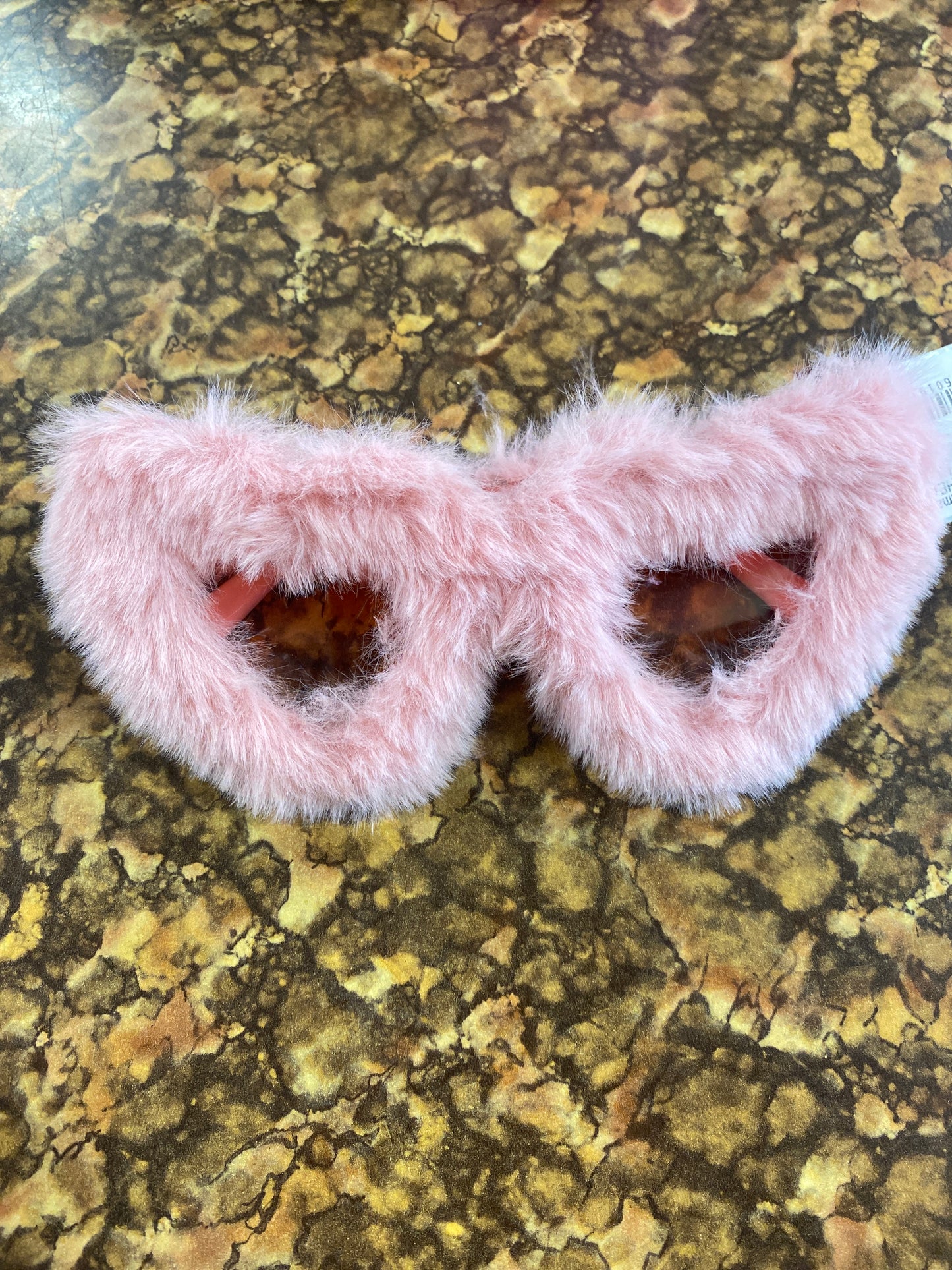 PINK FURRY HEART GLASSES