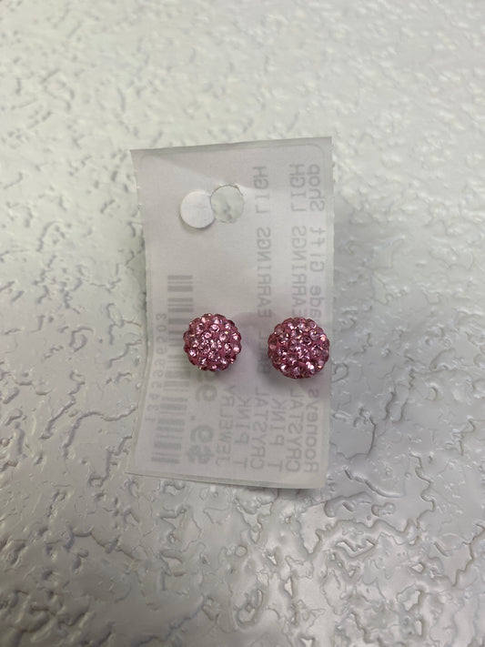 CRYSTAL BALL EARRINGS LIGHT PINK