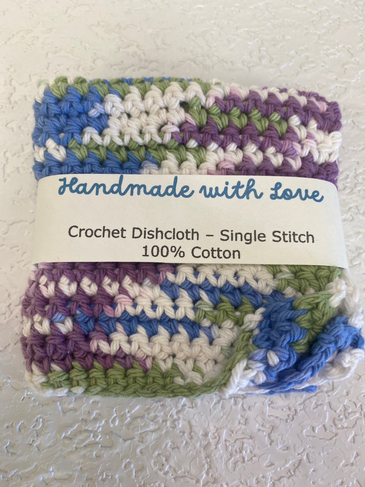 DISHCLOTH PURPLE GREEN BLUE WHITE