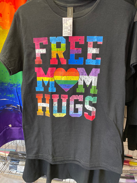 FREE MOM HUGS RAINBOW PRIDE BLACK T SHIRT XXXL