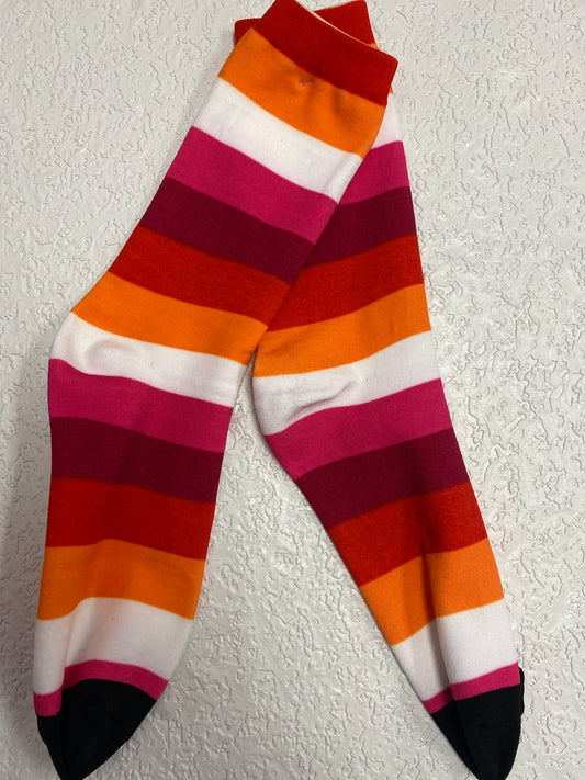 LESBIAN FLAG SOCKS WITH ORANGE