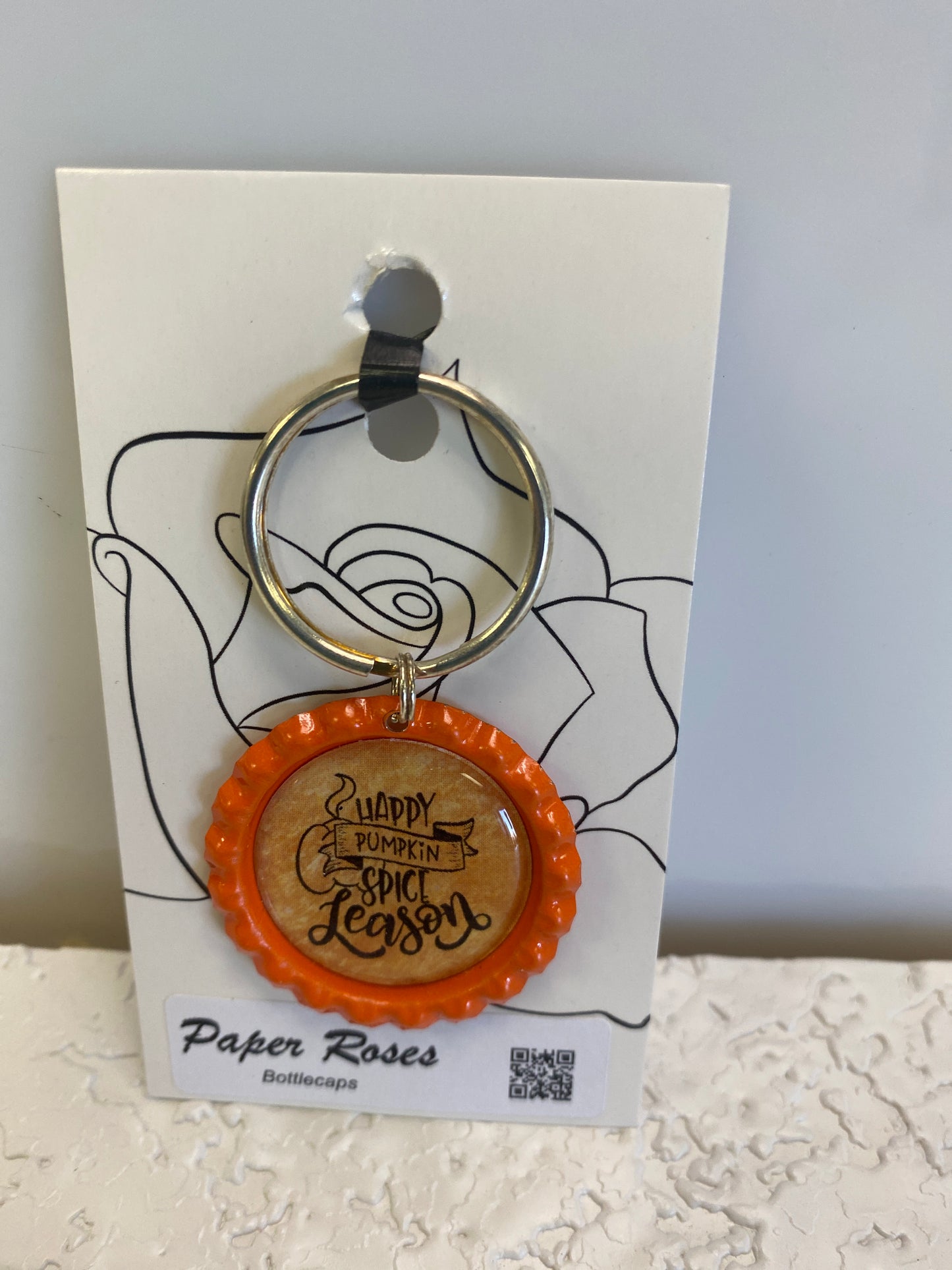 ORANGE PUMPKIN SPICE BOTTLE CAP KEYCHAIN