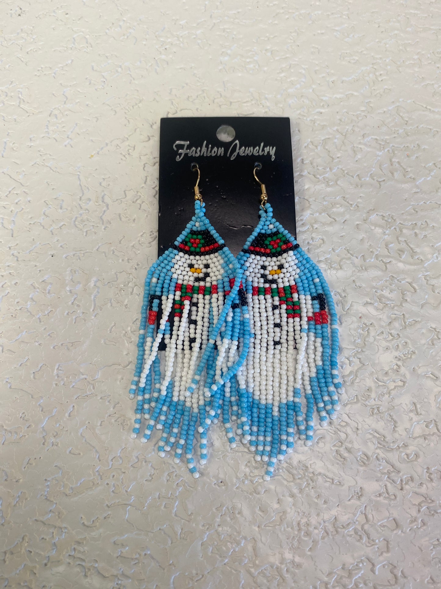 BEADED EARRINGS SNOWMAN