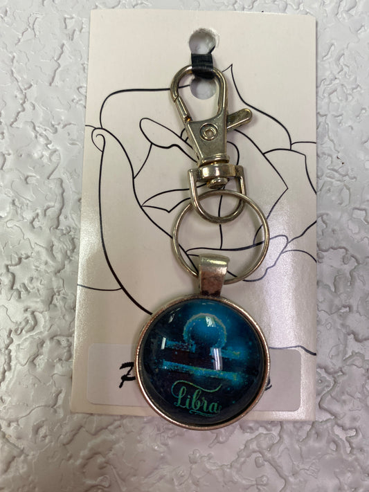 TEAL LIBRA SILVER KEYCHAIN