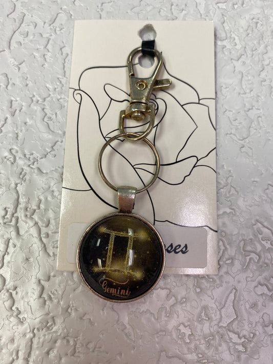 YELLOW GEMINI SILVER KEYCHAIN