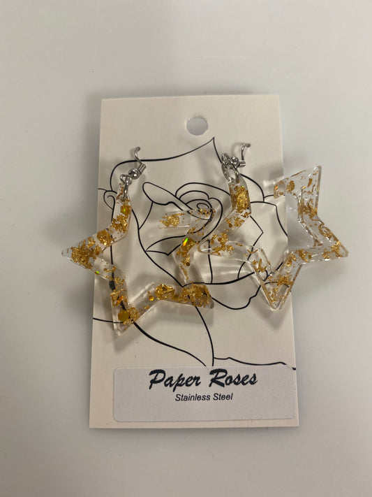 GOLD STAR DANGLING EARRINGS