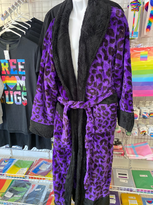 PURPLE LEOPARD PRINT HOUSE COAT