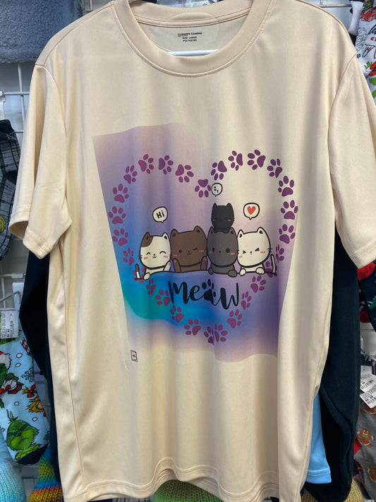 CAT MEOW T SHIRT LARGE