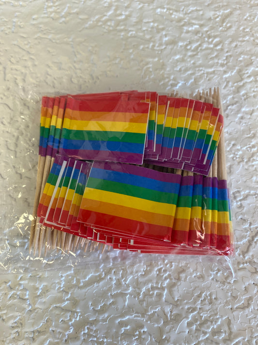 100 PACK RAINBOW PRIDE TOOTH PICS