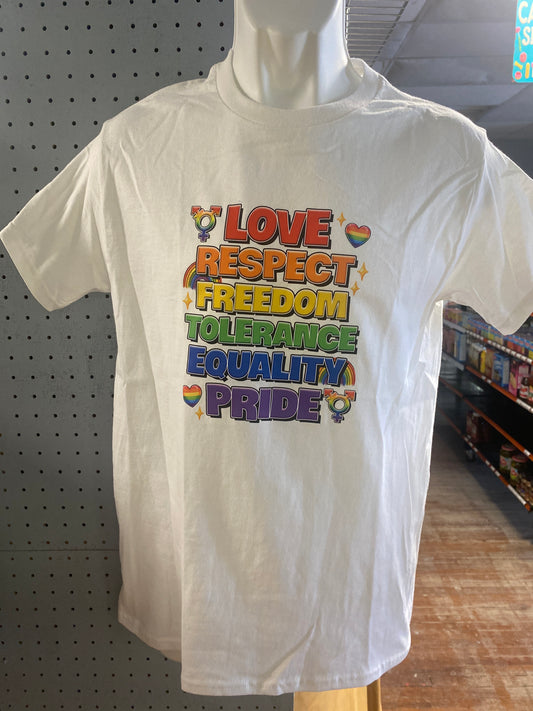 LOVE RESPECT FREEDOM ADULT SHIRT