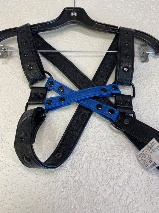PUNK FAUX LEATHER CROSSBODY HARNESS BLUE BLACK