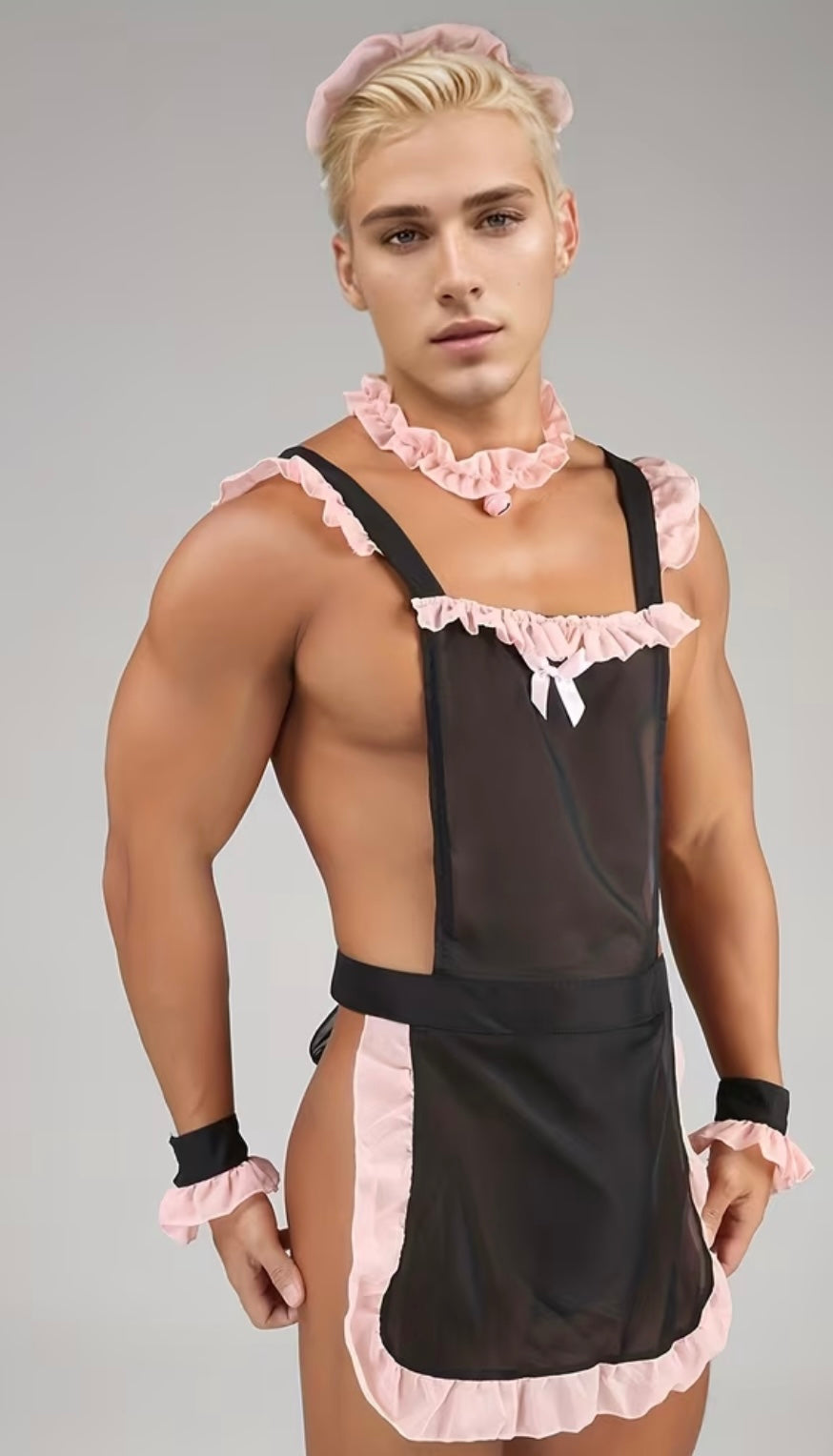SEXY PINK BLACK MAID UNIFORM SET