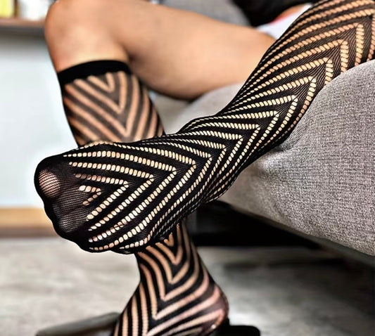 MENS SUMMER SHEER KNEE HIGH SOCKS BLACK