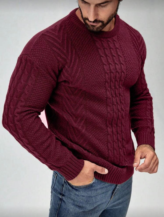 SWEATER BURGUNDY SOLID COLOR CASUAL