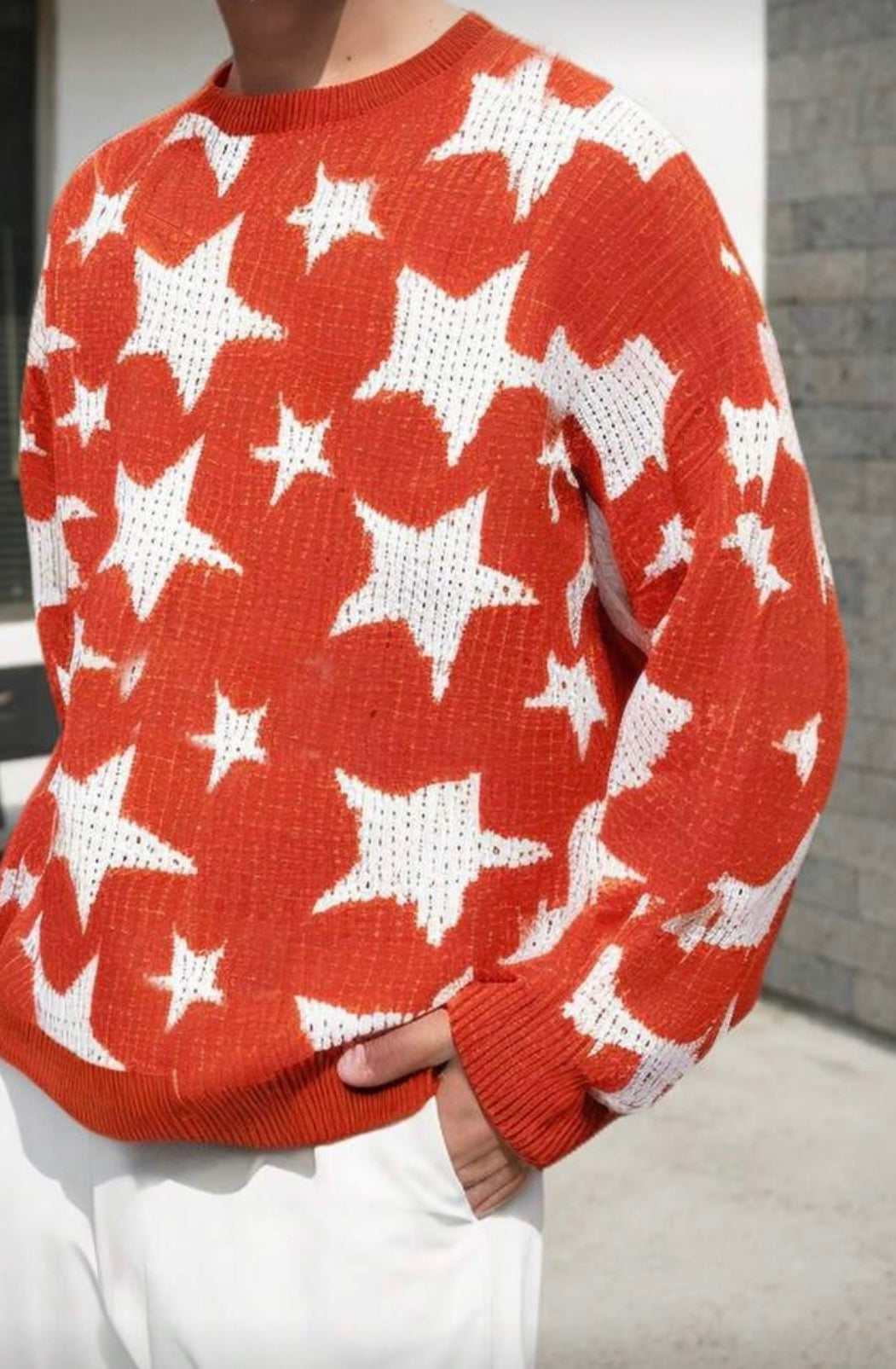 SWEATER RED STAR PATTERN XL