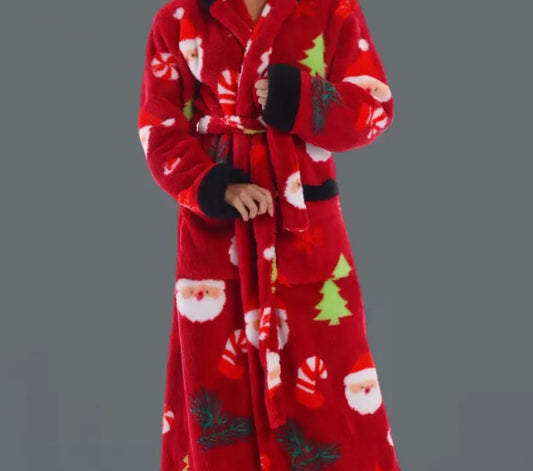 Red Christmas hooded robe