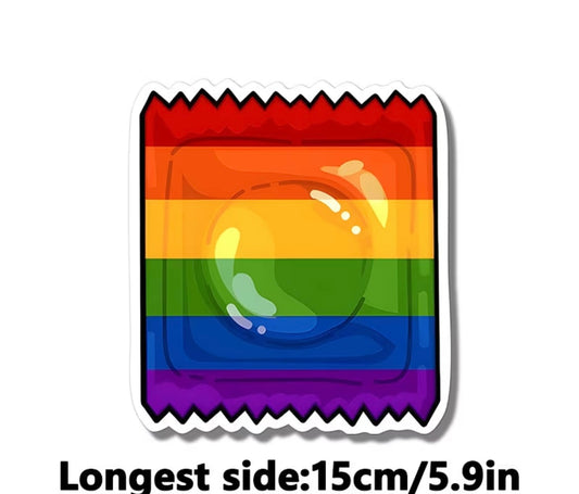 RAINBOW PRIDE CONDOM STICKER