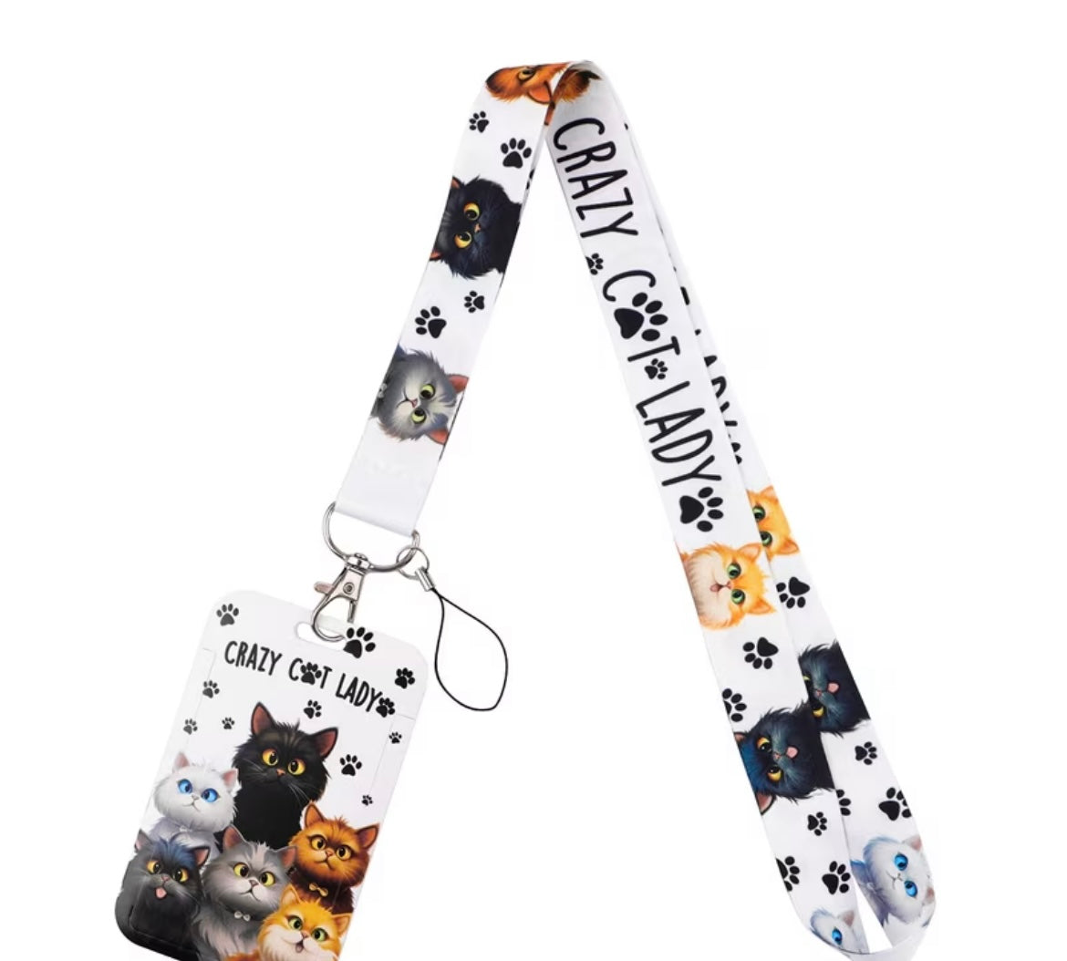 LANYARD WITH HOLDER CRAZY CAT LADY
