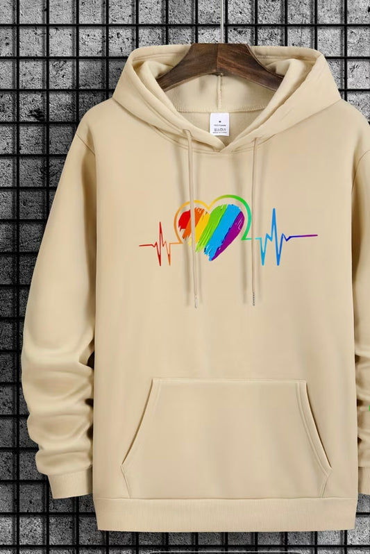 RAINBOW HEART BEAT APRICOT HOODIE