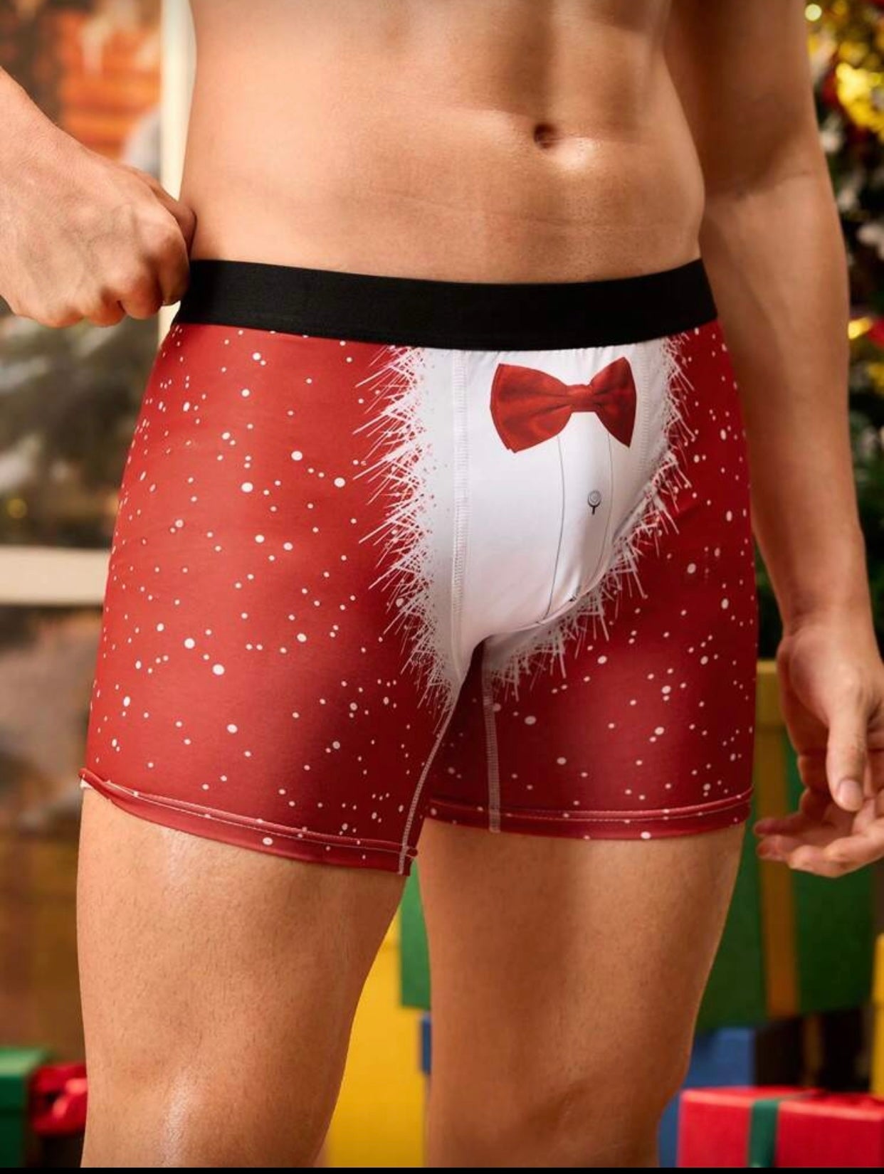 CHRISTMAS TRUNKS RED BOWTIE XL
