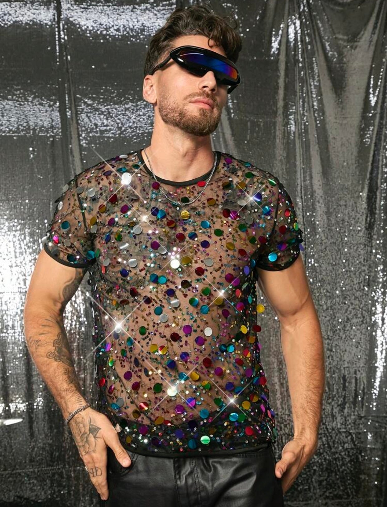 SHEER GLITTER SHIRT