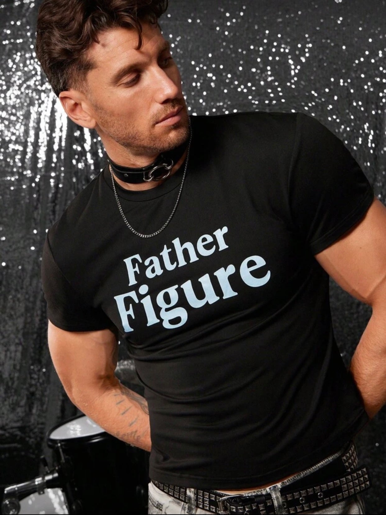 BLACK FATHER FIGURE BLUE SHIRT XL