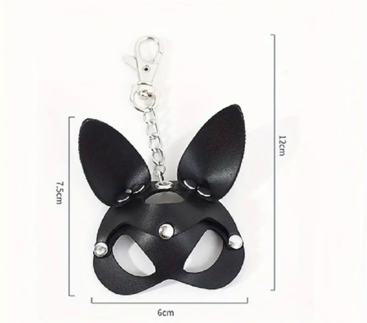 BLACK & RED LEATHER RABBIT MASK KEYCHAIN