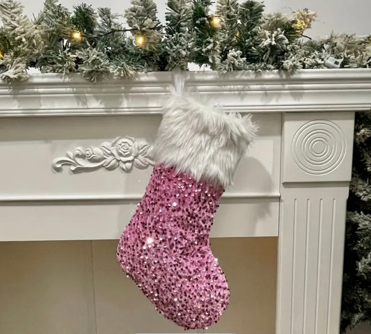 PINK SPARKLE CHRISTMAS STOCKING