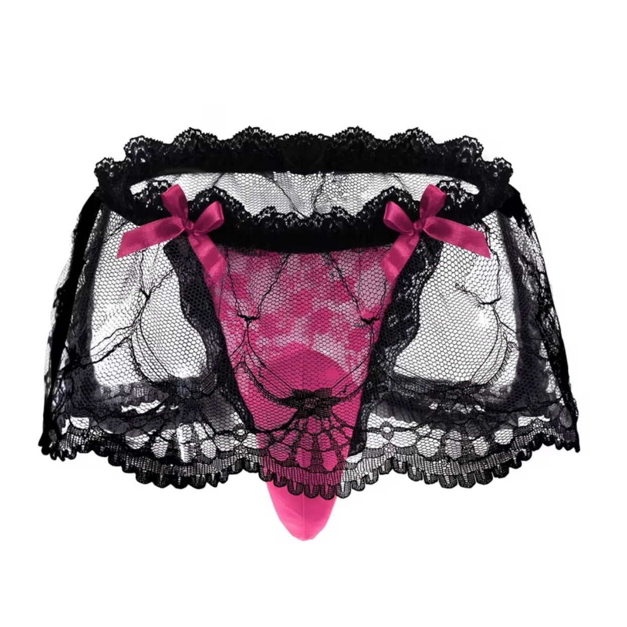 MENS SEXY UNDERWEAR IN LACE ONE SIZE ROSE RED