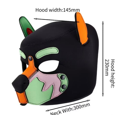 GREEN GREY ORANGE PUP MASK