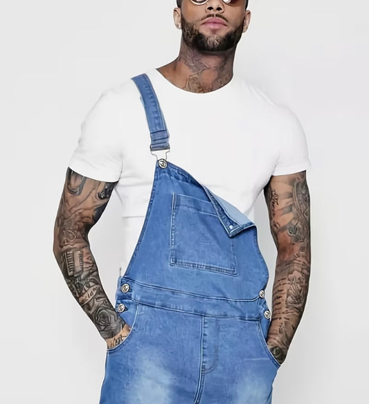 MENS CASUAL BLUE DENIM OVERALLS