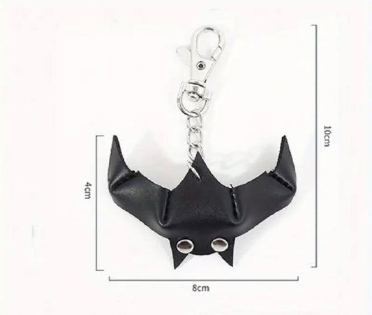 BLACK & RED LEATHER BAT KEYCHAIN