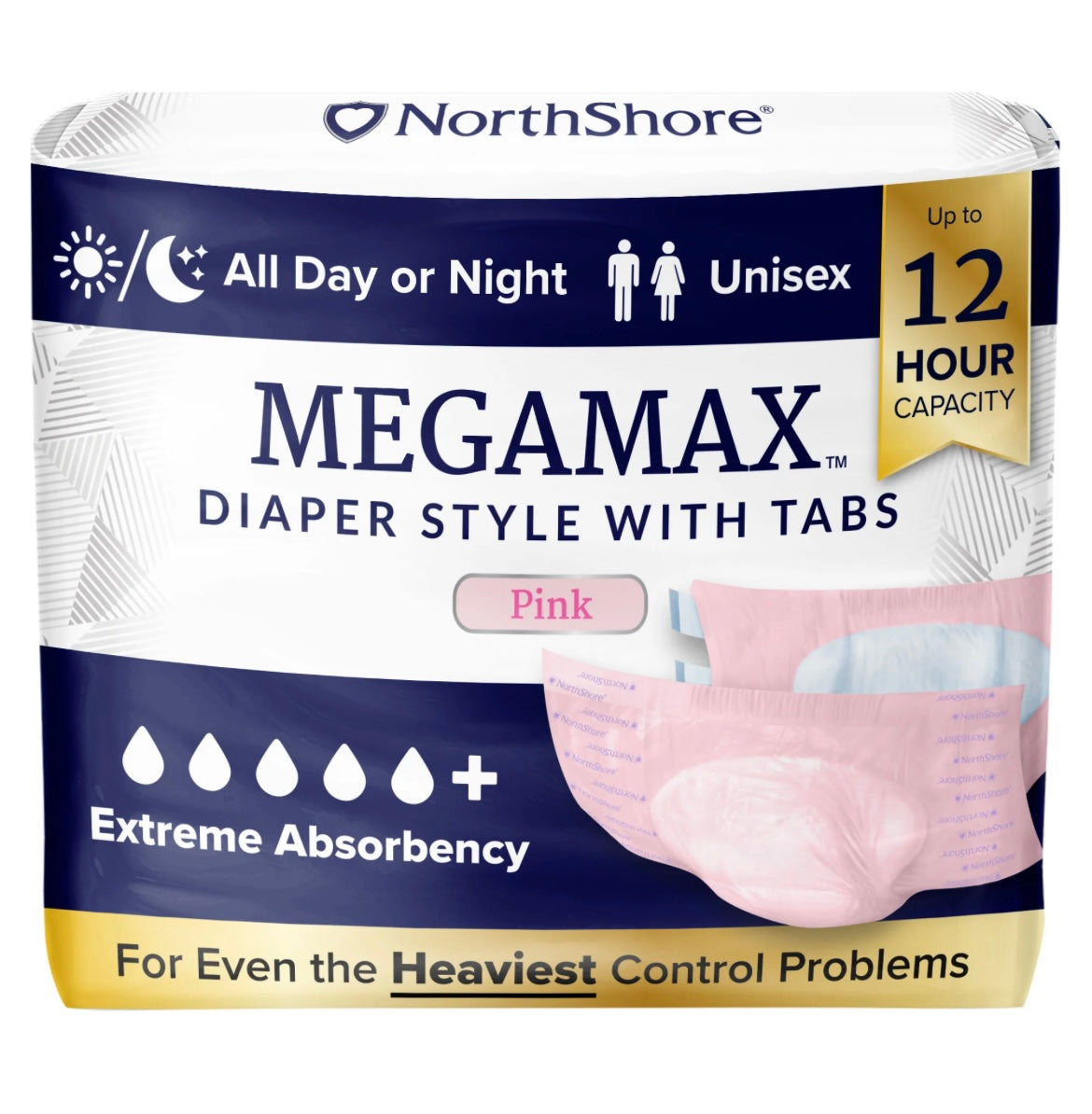 ABDL ADULT DIAPERS NORTHSHORE PINK MEGAMAX