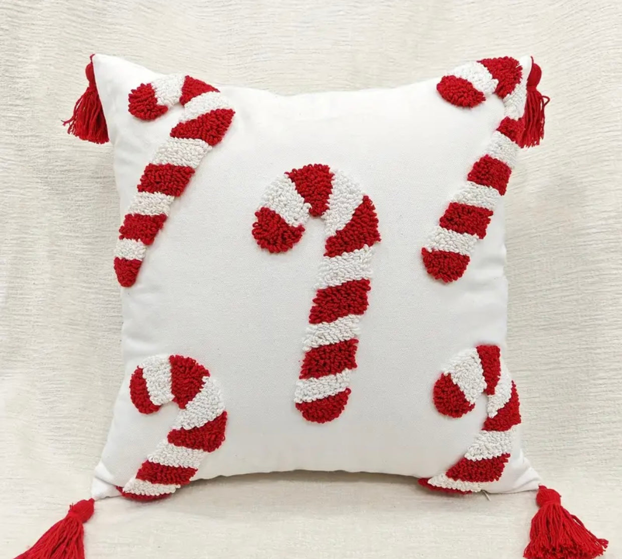 CANDY CANE THEMED THROW PILLOW