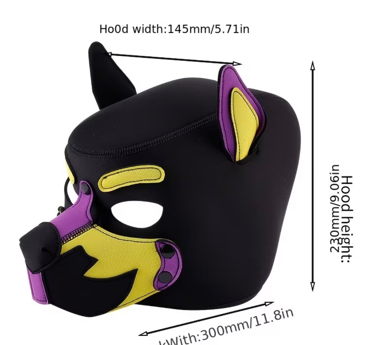 BLACK YELLOW PURPLE PUP MASK