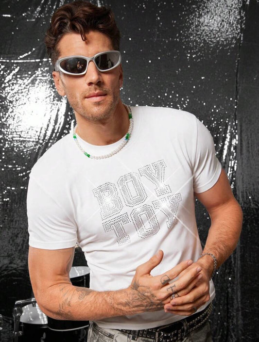 BOY TOY RHINESTONE WHITE SHIRT