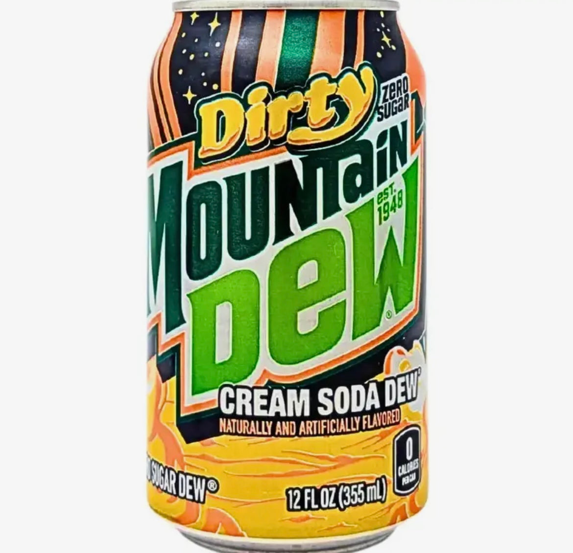 SODA POP USA DIRTY ZERO SUGAR MOUNTAIN DEW CREAM SODA DEW SINGLE CAN