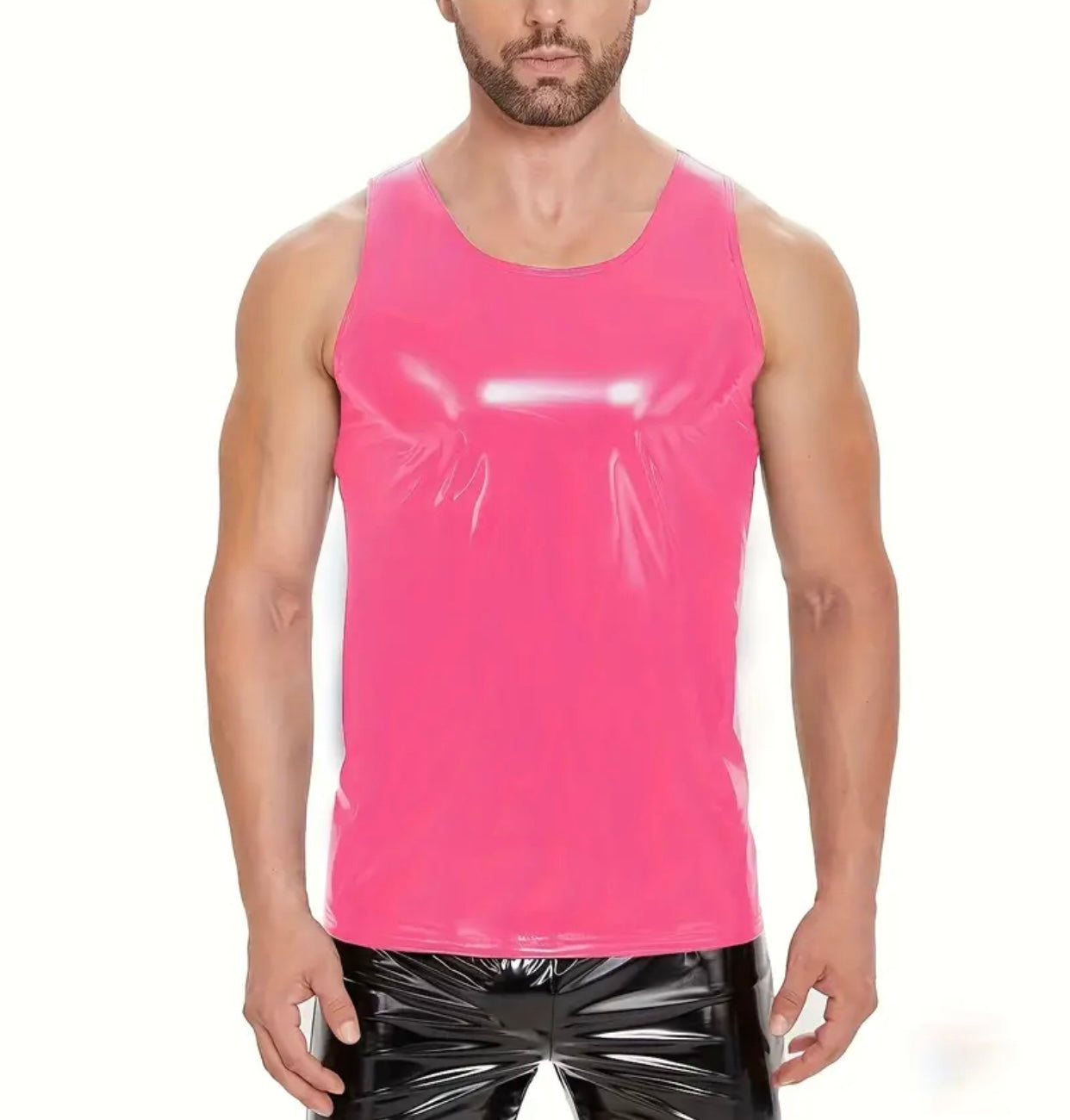 GLOSSY BRIGHT PINK TANK TOP