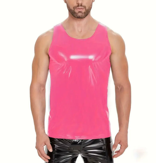 GLOSSY BRIGHT PINK TANK TOP